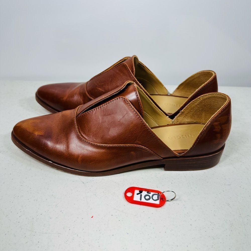 Nisolo Emma D'Orsay Oxford Brown Leather Slip On Shoes Flats size 10